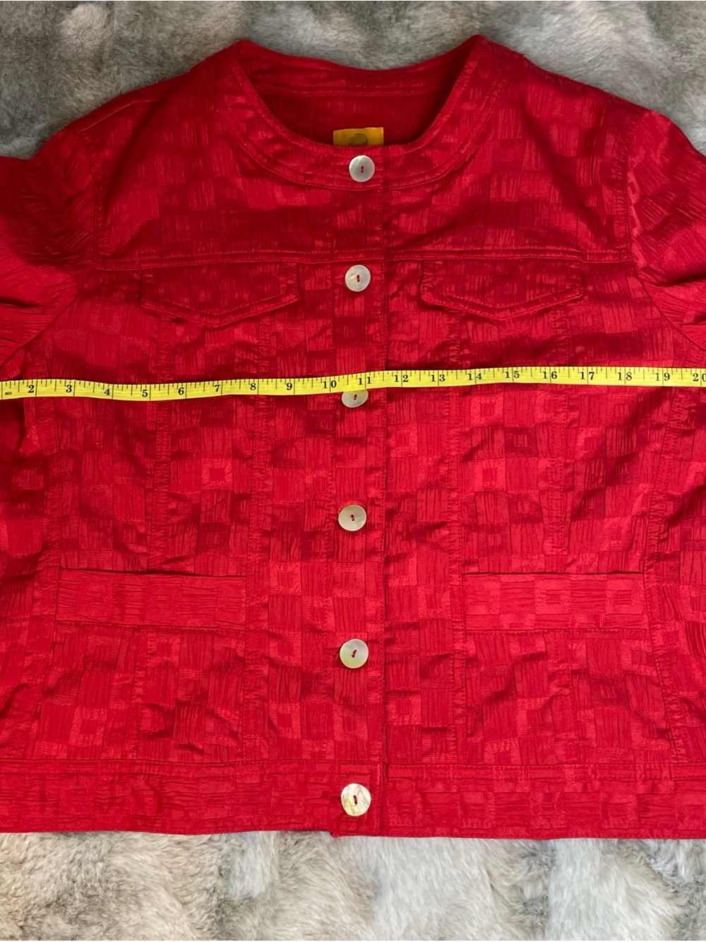 Ruby Rd. Bright Red Textured Button-Up Jacket-0221 - Picture 8 of 9